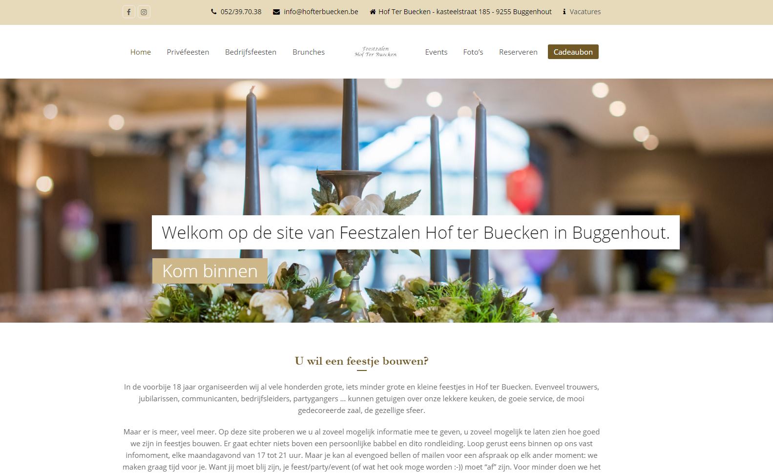 Hof ter Buecken feestzaal Buggenhout - nieuwe website