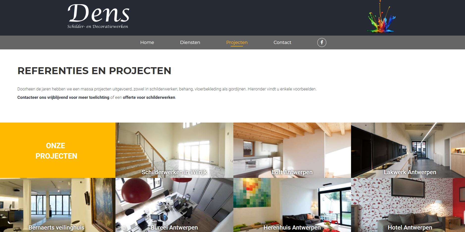 Schilderwerken Dens website